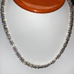 Aurora Borealis Floral Hallmarked Necklace